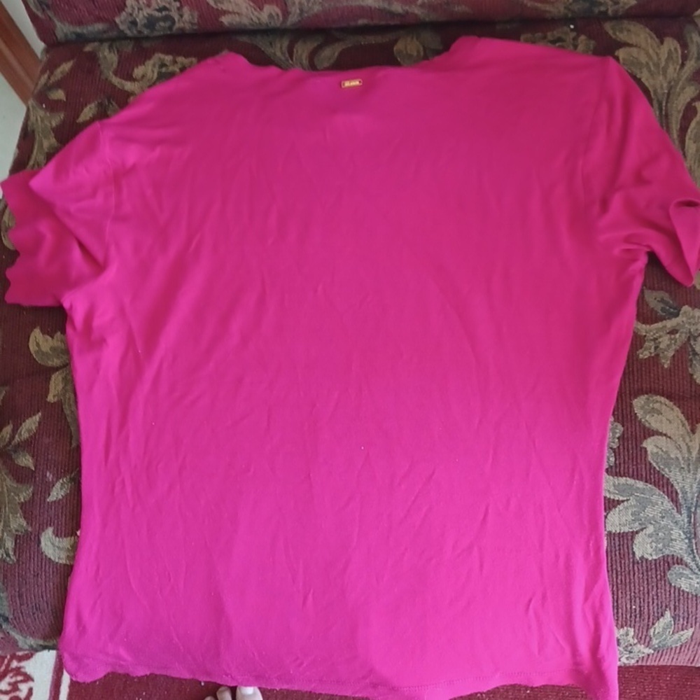 St. John Size M Hot Pink Embellished Tee - Picture 4 of 5